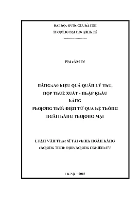 Luận văn nâng cao hiệu quả quản lý thu nộp thuế xuất nhập khẩu bằng phương thức điện tử qua hệ thống ngân hàng thương mại