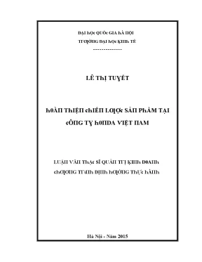 Luận văn hoàn thiện chiến lược sản phẩm tại công ty honda việt nam