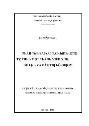 Luận văn phân tích báo cáo tài chính công ty tnhh một thành viên xuất nhập khẩu du lịch và đầu tư hồ gươm