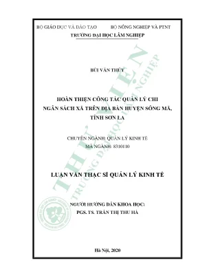 Hoàn thiện công tác quản lý chi ngân sách xã trên địa bàn huyện sông mã tỉnh sơn la