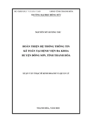 Hoàn thiện hệ thống thông tin kế toán tại bệnh viện đa khoa huyện đông sơn tỉnh thanh hóa
