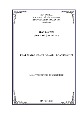 Luận văn phật giáo ở khánh hòa giai đoạn 1930 1975