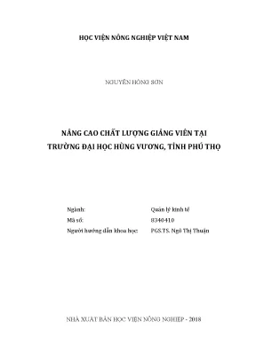 Luận văn nâng cao chất lượng giảng viên tại trường đại học hùng vương tỉnh phú thọ