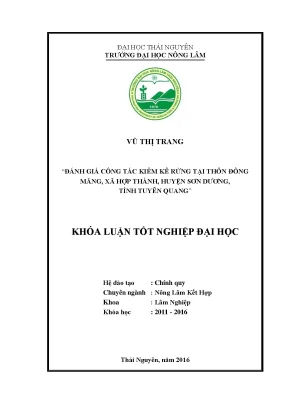Luận văn đánh giá công tác kiểm kê rừng tại thôn đồng măng xã hợp thành huyện sơn dương tỉnh tuyên quang