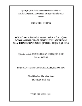 Đời sống văn hóa tinh thần của cộng đồng người chăm ở ninh thuận trong quá trình công nghiệp hóa hiện đại hóa hiện nay