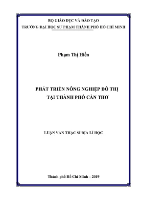 Luận văn phát triển nông nghiệp đô thị tại thành phố cần thơ
