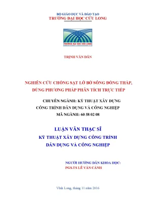 Luận văn xây dựng công trình dân dụng và công nghiệp nghiên cứu chống sạt lở bờ sông đồng tháp dùng phương pháp phân tích trực tiếp