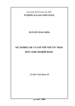 Luận văn hệ thống lọc và sắp xếp tin tức theo ngữ cảnh người dùng