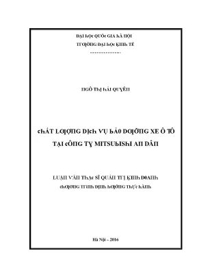 Luận văn chất lượng dịch vụ bảo dưỡng xe ô tô tại công ty mitsubishi an dân