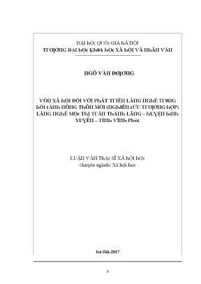 Luận văn thạc sĩ vốn xã hội đối với phát triển làng nghề trong bối cảnh nông thôn mới