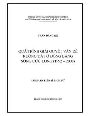 Quá trình giải quyết vấn đề ruộng đất ở đồng bằng sông cửu long 1992 2008