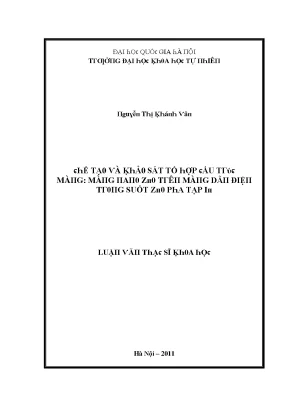 Luận văn thạc sĩ chế tạo và khảo sát tổ hợp cấu trúc màng màng nano zno trên màng dẫn điện trong suốt zno pha tạp in vnu lvts004