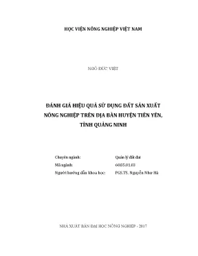 Luận văn đánh giá hiệu quả sử dụng đất sản xuất nông nghiệp trên địa bàn huyện tiên yên tỉnh quảng ninh