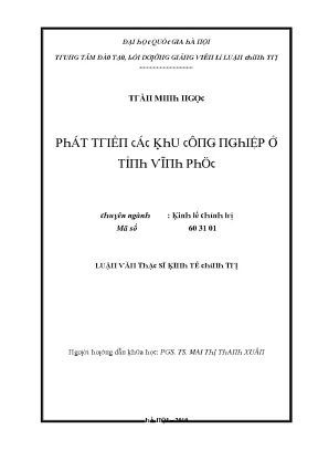 Luận văn phát triển các khu công nghiệp ở tỉnh vĩnh phúc