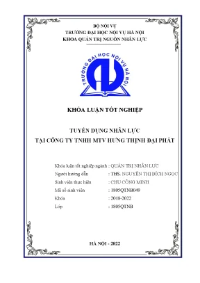 Luận văn tuyển dụng nhân lực tại công ty tnhh mtv hưng thịnh đại phát