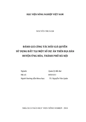 Luận văn đánh giá công tác đấu giá quyền sử dụng đất tại một số dự án trên địa bàn huyện ứng hòa thành phố hà nội