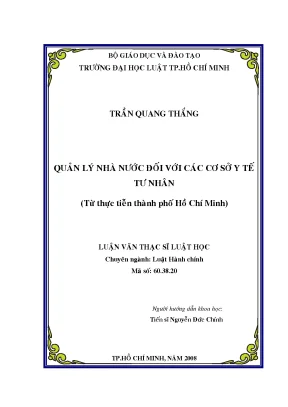 Quản lý nhà nước đối với các cơ sở y tế tư nhân