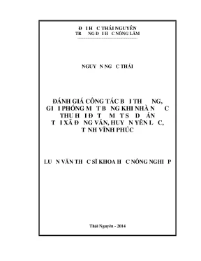 Luận văn đánh giá công tác bồi thường giải phóng mặt bằng khi nhà nước thu hồi đất ở một số dự án tại xã đồng văn huyện yên lạc tỉnh vĩnh phúc