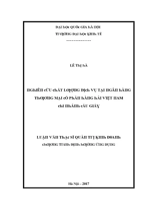 Luận văn nghiên cứu chất lượng dịch vụ tại ngân hàng thương mại cổ phần hàng hải việt nam chi nhánh cầu giấy