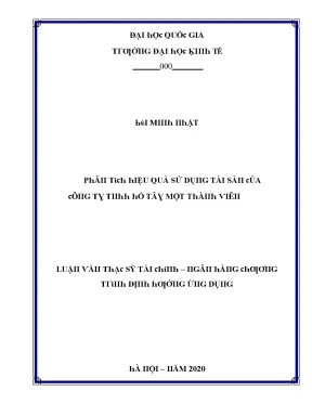 Luận văn phân tích hiệu quả sử dụng tài sản của công ty tnhh hồ tây một thành viên