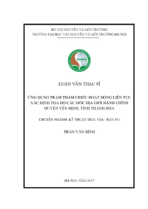Ứng dụng trạm tham chiếu hoạt động liên tục xác định tọa độ các mốc địa giới hành chính huyện yên định tỉnh thanh hóa