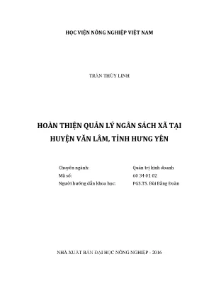 Luận văn hoàn thiện quản lý ngân sách xã tại huyện văn lâm tỉnh hưng yên