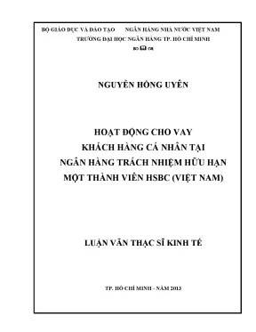 Luận văn hoạt động cho vay khách hàng cá nhân tại ngân hàng trách nhiệm hữu hạn một thành viên hsbc việt nam