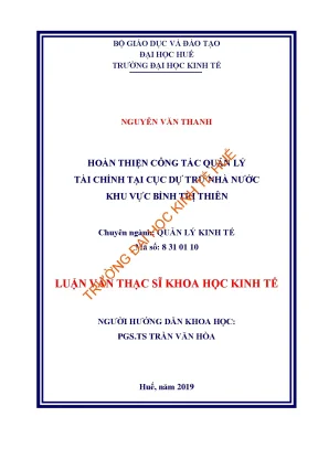 Luận văn hoàn thiện công tác quản lý tài chính tại cục dự trữ nhà nước khu vực bình trị thiên min