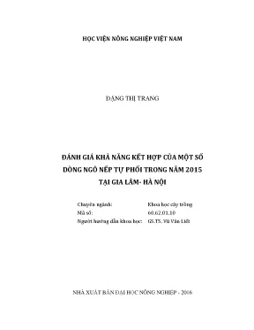 Luận văn đánh giá khả năng kết hợp của một số dòng ngô nếp tự phối trong năm 2015 tại gia lâm hà nội