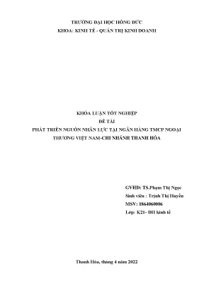 Phát triển nguồn nhân lực tại ngân hàng tmcp ngoại thương việt nam chi nhánh thanh hóa