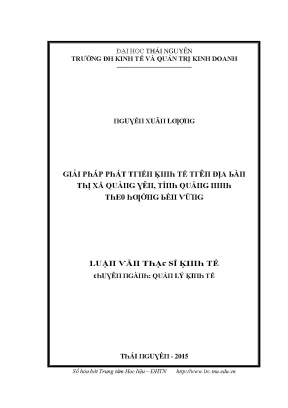 Luận văn giải pháp phát triển kinh tế trên địa bàn thị xã quảng yên tỉnh quảng ninh theo hướng bền vững