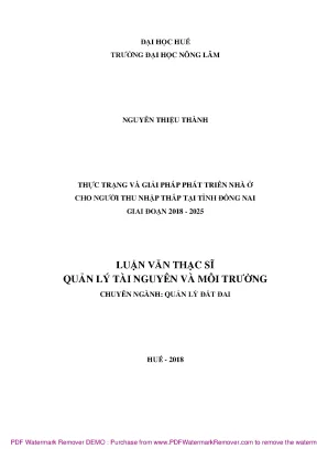 Luận văn thực trạng và giải pháp phát triển nhà ở cho người thu nhập thấp tại tỉnh đồng nai giai đoạn 2018 2025