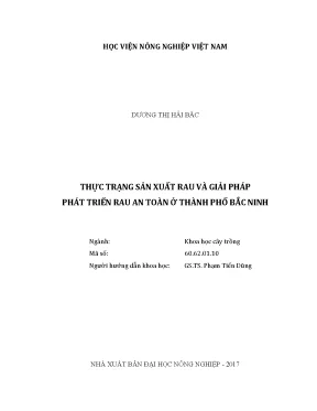 Luận văn thực trạng sản xuất rau và giải pháp phát triển rau an toàn ở thành phố bắc ninh