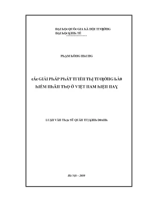 Luận văn các giải pháp phát triển thị trường bảo hiểm nhân thọ ở việt nam hiện nay