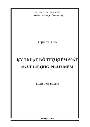 Luận văn kỹ thuật hỗ trợ kiểm soát chất lượng phần mềm
