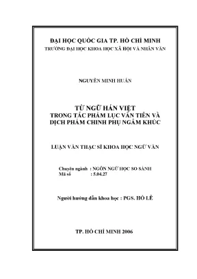Từ ngữ hán việt trong tác phẩm lục vân tiên và dịch phẩm chinh phụ ngâm khúc
