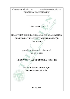 Hoàn thiện công tác quản lý chi ngân sách xã qua kho bạc nhà nước tại huyện sốp cộp tỉnh sơn la