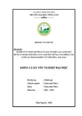 Luận văn nghiên cứu sinh trưởng của hai tổ hợp lai f 1 lợn đực rừng x nái địa phương và f 1 lợn đực rừng x nái móng cái nuôi tại trạm nghiên cứu đồn đèn