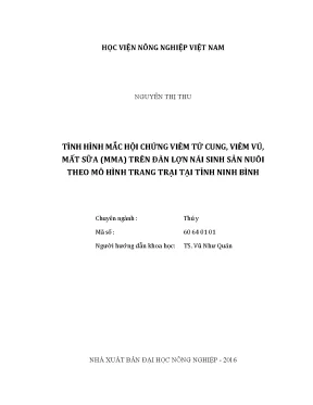 Luận văn tình hình mắc hội chứng viêm tử cung viêm vú mất sữa mma trên đàn lợn nái sinh sản nuôi theo mô hình trang trại tại tỉnh ninh bình