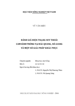 Luận văn đánh giá hiện trạng suy thoái cam sành trồng tại bắc quang hà giang và một số giải pháp khắc phục
