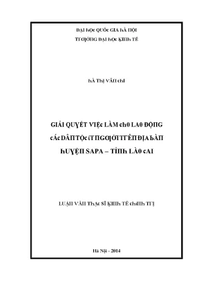 Luận văn giải quyết việc làm cho lao động các dân tộc ít người trên địa bàn huyện sa pa tỉnh lào cai