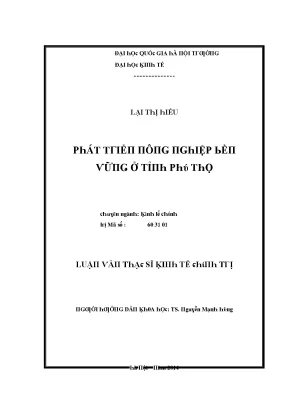 Luận văn phát triển nông nghiệp bền vững ở tỉnh phú thọ