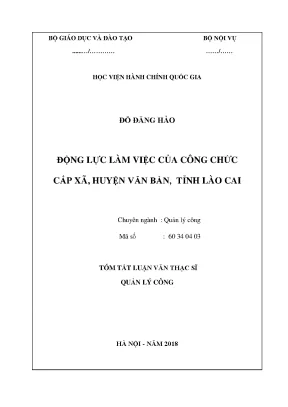 Luận văn động lực làm việc của công chức cấp xã huyện văn bàn tỉnh lào cai