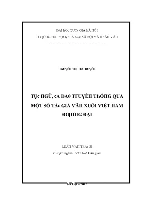 Luận văn thạc sĩ tục ngữ ca dao truyền thống qua một số tác giả văn xuôi việt nam đương đại