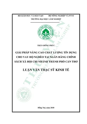 Giải pháp nâng cao chất lượng tín dụng cho vay hộ nghèo tại ngân hàng chính sách xã hội chi nhánh thành phố cần thơ