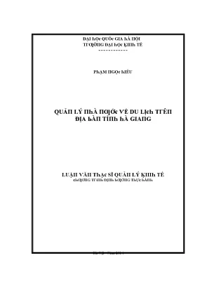 Luận văn quản lý nhà nước về du lịch trên địa bàn tỉnh hà giang