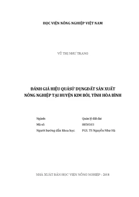 Luận văn đánh giá hiệu quả sử dụng đất sản xuất nông nghiệp tại huyện kim bôi tỉnh hòa bình