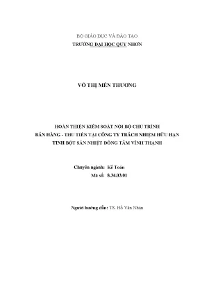 Luận văn hoàn thiện kiểm soát nội bộ chu trình bán hàng thu tiền tại công ty trách nhiệm hữu hạn tinh bột sắn nhiệt đồng tâm vĩnh thạnh