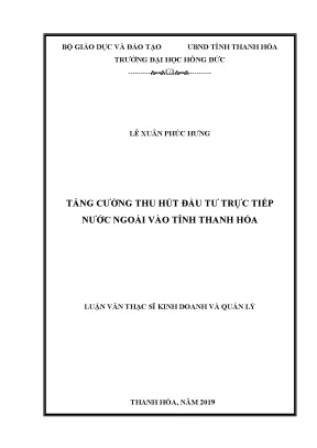Tăng cường thu hút đầu tư trực tiếp nước ngoài vào tỉnh thanh hóa