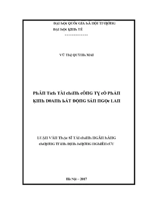 Luận văn phân tích tài chính công ty cổ phần kinh doanh bất động sản ngọc lan